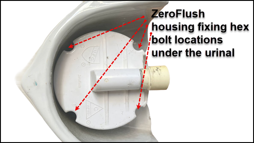 Do Not Tamper With ZeroFlush Urinal Housing Fixing Hex Bolts 